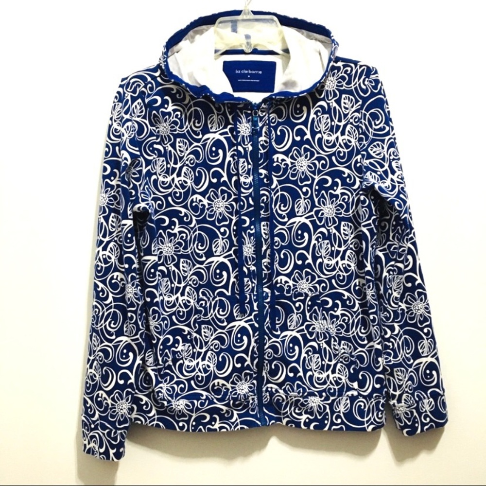 Liz Claiborne Women’s Blue Floral Zip Up Hoodie